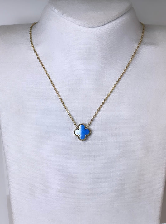 Collier trèfle Bleu